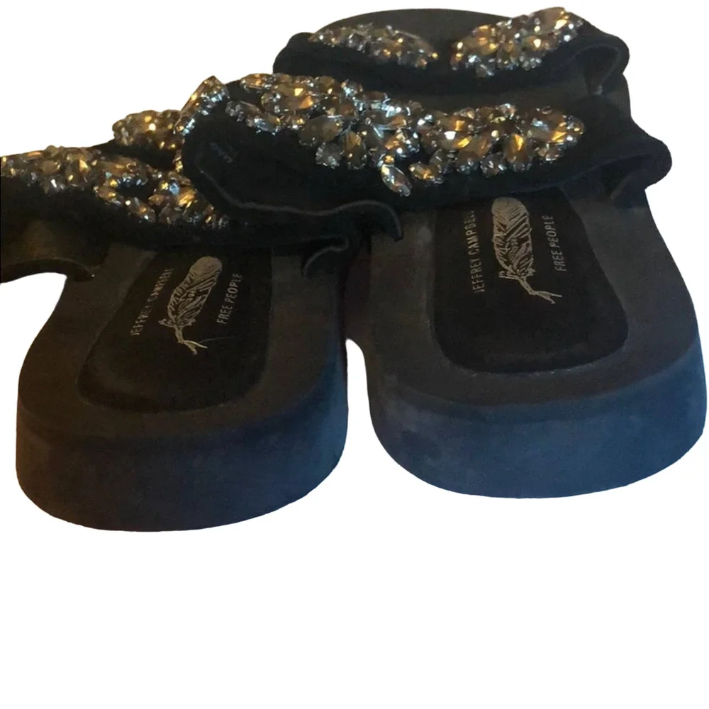 Jeffrey Campbell Free People Crystal Embellished Slides Sandals Sz 8.5 - Picture 9 of 10